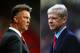 FILE PHOTO - (EDITORS NOTE: COMPOSITE OF TWO IMAGES - Image numbers (L) 458624178 and 485728065) In this composite image a comparision has been made between Louis van Gaal ,Manager of Manchester United (L) and Arsene Wenger, Manager of Arsenal . Arsenal and Manchester United meet in the Premier League on November 22, 2014 at the Emirates Stadium in London. ***LEFT IMAGE*** MANCHESTER, ENGLAND - NOVEMBER 08: Manchester United Manager Louis van Gaal looks on prior to the Barclays Premier League match between Manchester United and Crystal Palace at Old Trafford on November 8, 2014 in Manchester, England. (Photo by Richard Heathcote/Getty Images) ***RIGHT IMAGE*** HULL, ENGLAND - APRIL 20: Arsenal manager Arsene Wenger looks on during the Barclays Premier League match between Hull City and Arsenal at KC Stadium on April 20, 2014 in Hull, England. (Photo by Matthew Lewis/Getty Images)