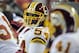 Washington Redskins linebacker H.B. Blades looks down the bench during the NFL football game against the Dallas Cowboys, Sunday, Dec. 27, 2009 in Landover, Md. (AP Photo/Nick Wass)