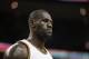 Cleveland Cavaliers' LeBron James waits for action to resume in the first half of an NBA basketball game against the Detroit Pistons, Monday, Feb. 22, 2016, in Cleveland. (AP Photo/Tony Dejak)
