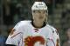 Calgary Flames left wing Jiri Hudler (24) skates the ice during warm ups before an NHL hockey game Thursday, Dec. 17, 2015, in Dallas. (AP Photo/LM Otero)
