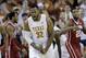 Texas forward Shaquille Cleare (32) celebrates a score against Oklahoma during the first half of an NCAA college basketball game, Saturday, Feb. 27, 2016, in Austin, Texas. (AP Photo/Eric Gay)
