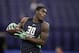 Tennessee receiver Marquez North runs a drill at the NFL football scouting combine on Saturday, Feb. 27, 2016, in Indianapolis. (AP Photo/Darron Cummings)