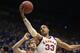 Kansas forward Landen Lucas (33) during the first half of an NCAA college basketball game against Texas Tech in Lawrence, Kan., Saturday, Feb. 27, 2016. (AP Photo/Orlin Wagner)