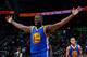 ATLANTA, GA - FEBRUARY 22: Draymond Green #23 of the Golden State Warriors reacts after being charged with a foul in the final minutes of their 102-92 win over the Atlanta Hawks at Philips Arena on February 22, 2016 in Atlanta, Georgia. NOTE TO USER User expressly acknowledges and agrees that, by downloading and or using this photograph, user is consenting to the terms and conditions of the Getty Images License Agreement. (Photo by Kevin C. Cox/Getty Images)