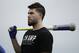 Kansas City Royals' Eric Hosmer waits to bat during spring training baseball practice Friday, Feb. 19, 2016, in Surprise, Ariz. (AP Photo/Charlie Riedel)