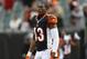 Cincinnati Bengals strong safety George Iloka walks the field during practice before an NFL football game against the St. Louis Rams, Sunday, Nov. 29, 2015, in Cincinnati. (AP Photo/Frank Victores)