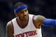 New York Knicks' Carmelo Anthony plays during the first quarter of an NBA basketball game against the Minnesota TimberwolvesSaturday, Feb. 20, 2016, in Minneapolis. (AP Photo/Jim Mone)