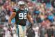 CHARLOTTE, NC - NOVEMBER 16: Dwan Edwards #92 of the Carolina Panthers against the Atlanta Falcons during their game at Bank of America Stadium on November 16, 2014 in Charlotte, North Carolina. Atlanta won 19-17. (Photo by Grant Halverson/Getty Images)