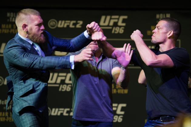 Conor McGregor, Nate Diaz Comment on Wrist-Slap Incident After UFC 196 Presser