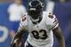 Chicago Bears tight end Martellus Bennett (83) carries against the Detroit Lions during the first half of an NFL football game, Sunday, Oct. 18, 2015, in Detroit. (AP Photo/Duane Burleson)