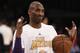 Los Angeles Lakers forward Kobe Bryant warms up prior to an NBA basketball game against the Golden State Warriors in Los Angeles, Sunday, March 6, 2016. (AP Photo/Kelvin Kuo)