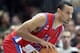 CSKA Moscow's Trajan Langdon from the USA plays the ball during a NBA Live Tour basketball match between CSKA Moscow and Philadelphia 76ers at the Koeln Arena in Cologne, Germany, Wednesday, Oct. 11, 2006. Philadelphia defeated Moscow by 85-71. (AP Photo/Michael Sohn)