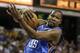 Oklahoma City Thunder forward Kevin Durant, left, grabs a rebound against Sacramento Kings guard Rajon Rondo during the second half of an NBA basketball game Monday, Feb. 29, 2016, in Sacramento, Calif. The Thunder won 131-116. (AP Photo/Rich Pedroncelli)