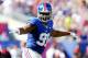 EAST RUTHERFORD, NJ - SEPTEMBER 20: (NEW YORK DAILIES OUT) Robert Ayers #91 of the New York Giants in action against the Atlanta Falcons on September 20, 2015 at MetLife Stadium in East Rutherford, New Jersey. The Falcons defeated the Giants 24-20. (Photo by Jim McIsaac/Getty Images)