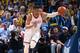 OKLAHOMA CITY, OK - MARCH 9: Russell Westbrook #0 of the Oklahoma City Thunder brings the ball up court against the Los Angeles Clippers on March 9, 2016 at Chesapeake Energy Arena in Oklahoma City, Oklahoma. NOTE TO USER: User expressly acknowledges and agrees that, by downloading and or using this photograph, User is consenting to the terms and conditions of the Getty Images License Agreement. Mandatory Copyright Notice: Copyright 2016 NBAE (Photo by Layne Murdoch Jr./NBAE via Getty Images)