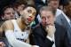 Michigan State coach Tom Izzo, right, and Denzel Valentine talk on the bench during the second half of an NCAA college basketball game against Rutgers, Sunday, Jan. 31, 2016, in East Lansing, Mich. Michigan State won 96-62. (AP Photo/Al Goldis)
