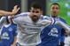 Chelsea's Brazilian-born Spanish striker Diego Costa vies with Everton's Irish defender Seamus Coleman (L) during the English FA cup quarter-final football match between Everton and Chelsea at Goodison Park in Liverpool, north west England on March 12, 2016.
Everton won the game 2-0. / AFP / Paul ELLIS / RESTRICTED TO EDITORIAL USE. No use with unauthorized audio, video, data, fixture lists, club/league logos or 'live' services. Online in-match use limited to 75 images, no video emulation. No use in betting, games or single club/league/player publications. / (Photo credit should read PAUL ELLIS/AFP/Getty Images)