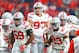 Jan 1, 2016; Glendale, AZ, USA; Ohio State Buckeyes defensive lineman Tyquan Lewis (59), defensive lineman Joey Bosa (97) and safety Tyvis Powell (23) prior to the game against the Notre Dame Fighting Irish during the 2016 Fiesta Bowl at University of Phoenix Stadium. The Buckeyes defeated the Fighting Irish 44-28. Mandatory Credit: Mark J. Rebilas-USA TODAY Sports