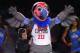 Los Angeles Clippers new mascot, a California Condor named Chuck, is introduced during halftime of an NBA basketball game between the Clippers and the Brooklyn Nets, Monday, Feb. 29, 2016, in Los Angeles. (AP Photo/Mark J. Terrill)