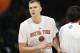 New York Knicks forward Kristaps Porzingis (6) in the first half of an NBA basketball game Tuesday, March 8, 2016, in Denver. (AP Photo/David Zalubowski)