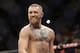 Conor McGregor awaits the start of his UFC 196 welterweight mixed martial arts match against Nate Diaz, Saturday, March 5, 2016, in Las Vegas. Diaz won by submission. (AP Photo/Eric Jamison)