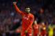 Liverpool’s Daniel Sturridge gestures during the Europa League round of 16, first leg, soccer match between Liverpool and Manchester United at Anfield Stadium, Liverpool, England, Thursday March 10, 2016. (AP Photo/Jon Super)
