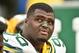 CHARLOTTE, NC - NOVEMBER 8: B.J. Raji #90 of the Green Bay Packers looks on during a NFL game against the Carolina Panthers at Bank Of America Stadium on November 8, 2015 in Charlotte, North Carolina. (Photo by Ronald C. Modra/Sports Imagery/Getty Images)