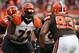 Cincinnati Bengals tackle Andre Smith (71) against the Cleveland Browns defensive end John Hughes (93) in the first half of an NFL football game, Sunday, Dec. 6, 2015, in Cleveland. (AP Photo/Ron Schwane)