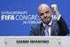 FILE - This is a Friday, Feb. 26, 2016 file photo of the newly elected FIFA president Gianni Infantino of Switzerland as he raises an arm during a press conference after the second election round during the extraordinary FIFA congress in Zurich, Switzerland. While acknowledging for the first time that votes were bought in past World Cup hosting contests, FIFA is seeking to claim