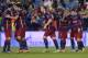 Barcelona's players celebrate a goal during the UEFA Champions League Round of 16 second leg football match FC Barcelona vs Arsenal FC at the Camp Nou stadium in Barcelona on March 16, 2016. / AFP / JOSEP LAGO (Photo credit should read JOSEP LAGO/AFP/Getty Images)