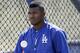 Los Angeles Dodgers' Yasiel Puig tosses a ball during practice for the upcoming NLDS playoff baseball series against the New York Mets, Tuesday, Oct. 6, 2015, in Los Angeles. Their NLDS best of five playoff series begins Friday, Oct. 9, at Dodger Stadium. (AP Photo/Danny Moloshok)
