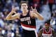 Portland Trail Blazers forward Meyers Leonard (11) reacts after a play in the second half of an NBA basketball game against the Washington Wizards, Monday, Jan. 18, 2016, in Washington. The Trail Blazers won 108-98. (AP Photo/Alex Brandon)