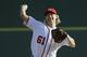 Washington Nationals' Bronson Arroyo pitches against the Houston Astros in the first inning of a spring training baseball game, Thursday, March 10, 2016, in Viera, Fla. (AP Photo/John Raoux)