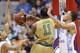 Notre Dame guard Demetrius Jackson, right blocks the shot of North Carolina forward Brice Johnson (11) with the help of Joel Berry II, left, during the first half of an NCAA college basketball game in the Atlantic Coast Conference men's tournament, Friday, March 11, 2016, in Washington. (AP Photo/Steve Helber)