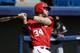 Washington Nationals' Bryce Harper (34) bats against the Miami Marlins in a spring training baseball game, Monday, March 7, 2016, in Viera, Fla. (AP Photo/John Raoux)