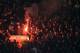 Flares are lit by the Liverpool supporters during the UEFA Europa League round of 16, second leg football match between Manchester United and Liverpool at Old Trafford in Manchester, north west England on March 17, 2016.
The game ended 1-1, Liverpool going through 3-1 on aggregate. / AFP / OLI SCARFF (Photo credit should read OLI SCARFF/AFP/Getty Images)