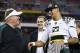 Oregon head coach Chip Kelly, left, laughs with Marcus Mariota after the Fiesta Bowl NCAA college football game against Kansas State Thursday, Jan. 3, 2013, in Glendale, Ariz. Oregon defeated Kansas State 35-17.(AP Photo/Ross D. Franklin)