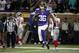 Minnesota Vikings strong safety Robert Blanton (36) celebrates after his runback of a New York Giants onside kick attempt during the second half of an NFL football game, Sunday, Dec. 27, 2015, in Minneapolis. (AP Photo/Ann Heisenfelt)