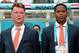 Netherlands' coach Louis van Gaal (L) and assistant coach Patrick Kluivert (R) attend the a quarter-final football match between Netherlands and Costa Rica at the Fonte Nova Arena in Salvador during the 2014 FIFA World Cup on July 5, 2014. AFP PHOTO / DAMIEN MEYER (Photo credit should read DAMIEN MEYER/AFP/Getty Images)