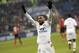 Lyon's Alexandre Lacazette celebrates after scoring a goal during the French League One soccer match between Lyon and Guingamp in Decines, near Lyon, central France, Sunday, March 6, 2016. (AP Photo/Laurent Cipriani)