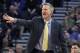 Golden State Warriors coach Steve Kerr gestures during the first half of his team's NBA basketball game against the Oklahoma City Thunder, Saturday, Feb. 6, 2016, in Oakland, Calif. The Warriors won 116-108. (AP Photo/George Nikitin)