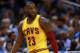 Mar 18, 2016; Orlando, FL, USA; Cleveland Cavaliers forward LeBron James (23) looks on during the first quarter against the Orlando Magic at Amway Center. Mandatory Credit: Kim Klement-USA TODAY Sports