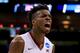 OKLAHOMA CITY, OKLAHOMA - MARCH 18: Buddy Hield #24 of the Oklahoma Sooners reacts in the second half while taking on the Cal State Bakersfield Roadrunners in the first round of the 2016 NCAA Men's Basketball Tournament at Chesapeake Energy Arena on March 18, 2016 in Oklahoma City, Oklahoma. (Photo by Tom Pennington/Getty Images)