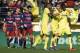 Villarreal (R) players celebrate their second goal during the Spanish league football match Villarreal CF vs FC Barcelona at El Madrigal stadium in Vila-real on March 20, 2016. / AFP / JOSE JORDAN (Photo credit should read JOSE JORDAN/AFP/Getty Images)