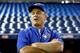 Toronto Blue Jays manager John Gibbons watches during batting practice before Game 5 of baseball's American League Championship Series against the Kansas City Royals on Wednesday, Oct. 21, 2015, in Toronto. (AP Photo/Paul Sancya)
