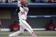 Washington Nationals' Bryce Harper bats against the St. Louis Cardinals in a spring training baseball game, Sunday, March 13, 2016, in Viera, Fla. (AP Photo/John Raoux)