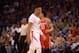 Mar 22, 2016; Oklahoma City, OK, USA; Oklahoma City Thunder guard Russell Westbrook (0) reacts after a play against the Houston Rockets during the second quarter at Chesapeake Energy Arena. Mandatory Credit: Mark D. Smith-USA TODAY Sports