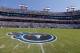 The Tennessee Titans logo is seen on the field before an NFL football game between the Tennessee Titans and the New England Patriots on Sunday, Sept. 9, 2012, in Nashville, Tenn. (AP Photo/Joe Howell)