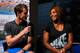 NEW YORK, NY - AUGUST 22: Serena Williams (R) of the United States and Andy Murray (L) of Great Britain are interviewed during the Draw Ceremony prior to the start of the 2013 US Open at the USTA Billie Jean King National Tennis Center on August 22, 2013 in New York City. (Photo by Mike Stobe/Getty Images for the USTA)