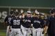 FORT MYERS, FL - MARCH 15: Nick Rumbelow #50 of the New York Yankees celebrates a win over the Boston Red Sox with his teammate on March 15, 2016 during the Spring Training Game at Jet Blue Park at Fenway South, Fort Myers, Florida. The Yankees defeated the Red Sox 6-3. (Photo by Leon Halip/Getty Images)